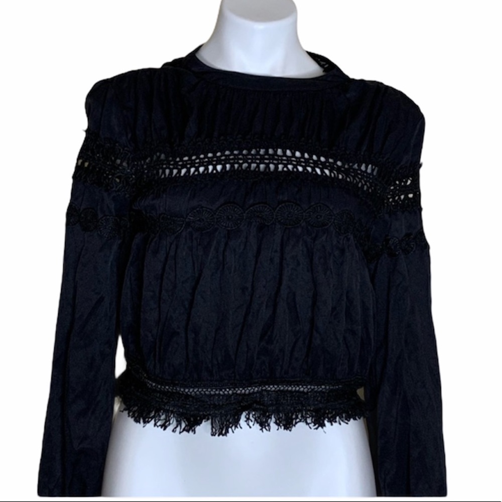 The Moon Black Victorian Style Longsleeve Top